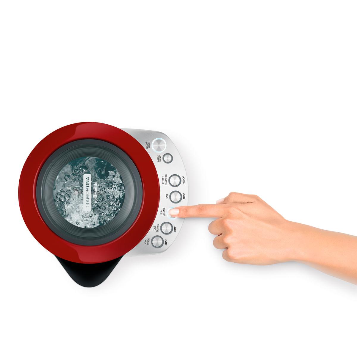 Chaleira Elétrica Tramontina by Breville Smart Vermelha em Aço Inox 5 Temperaturas 1,7 L 127 V