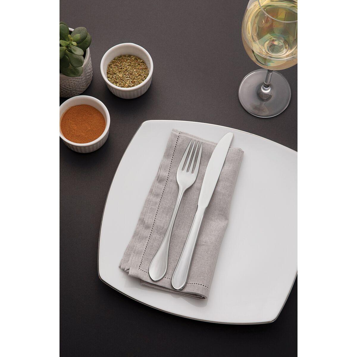 Faqueiro Tramontina Italy em Aço Inox com Facas de Mesa Forjadas 6mm Alto Brilho e Estojo de Madeira 101 Peças