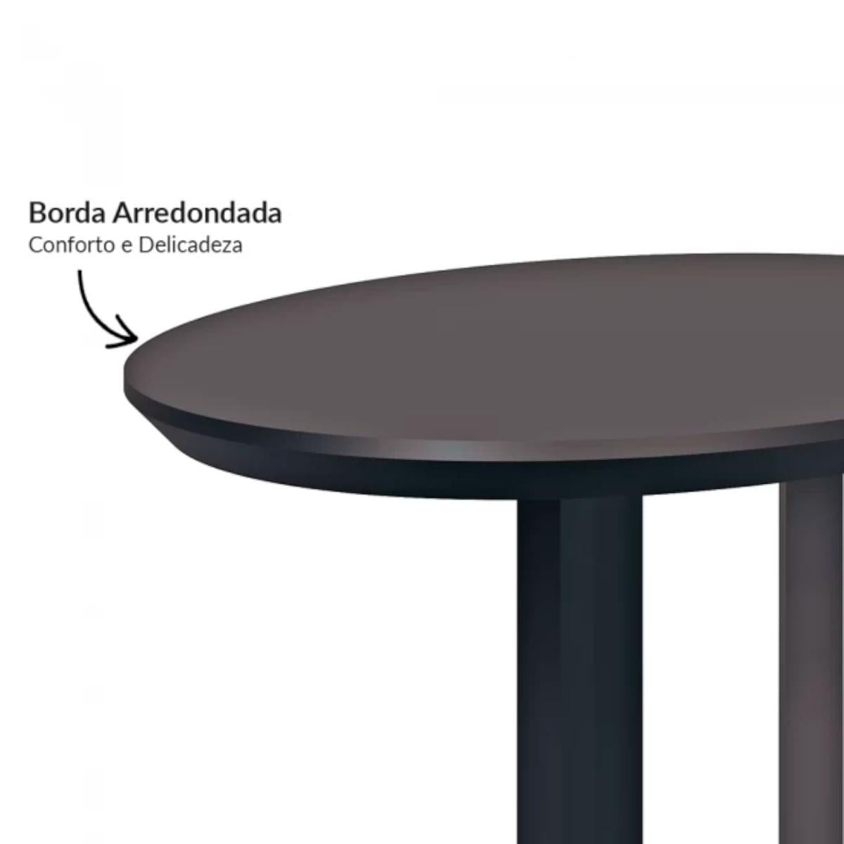 Mesa Lateral em MDF 60 cm Preto Fosco TB604PF Dalla Costa
