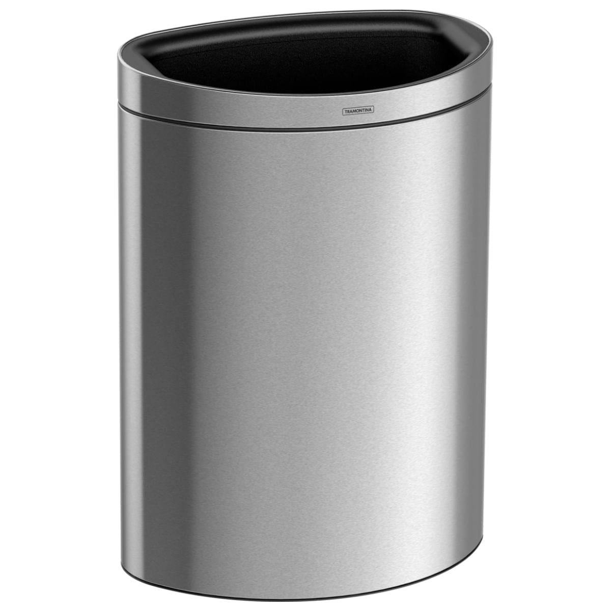 Lixeira Tramontina 49 Litros Tipo D em Aço Inox com Acabamento Scotch Brite e Balde Interno Removível