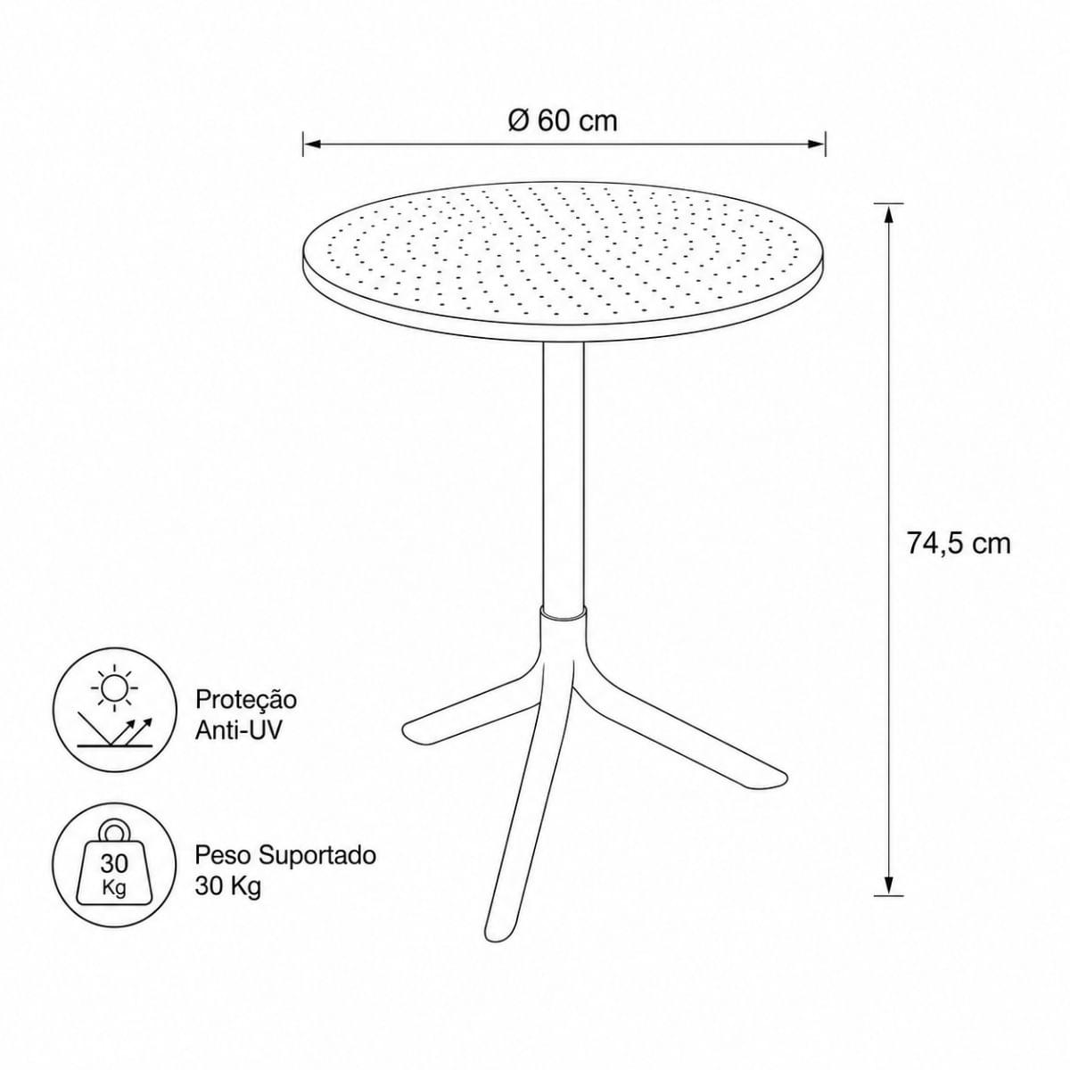 Mesa Redonda Livy Aurah 60x74,5cm Azul Petróleo em Polipropileno Plaxmetal