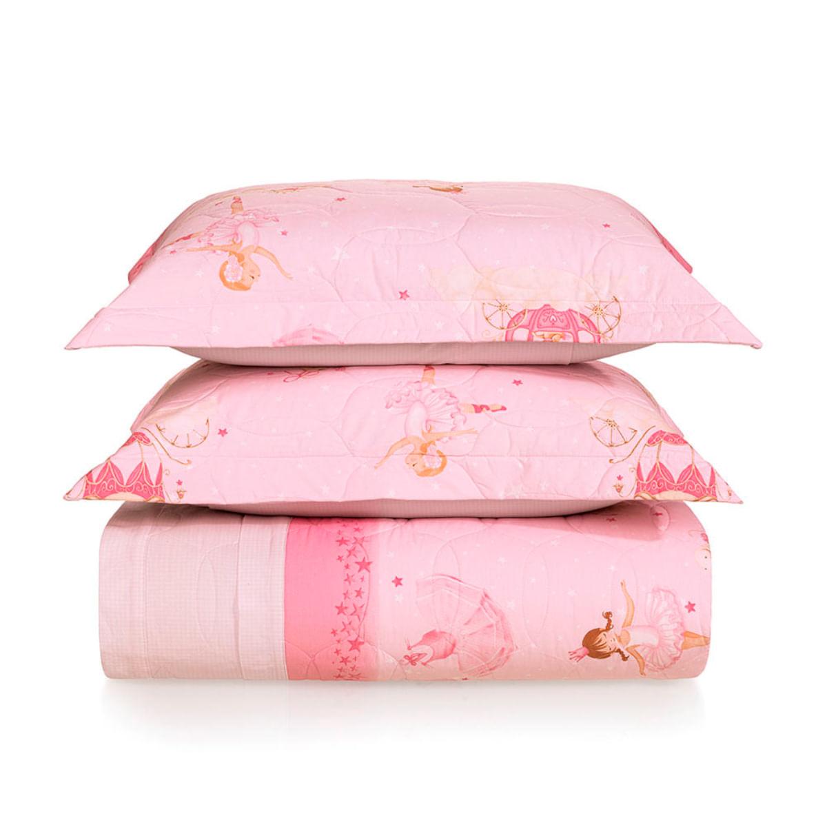 Colcha Infantil Casal com 2 Porta travesseiros Karsten 200 Fios Ballet