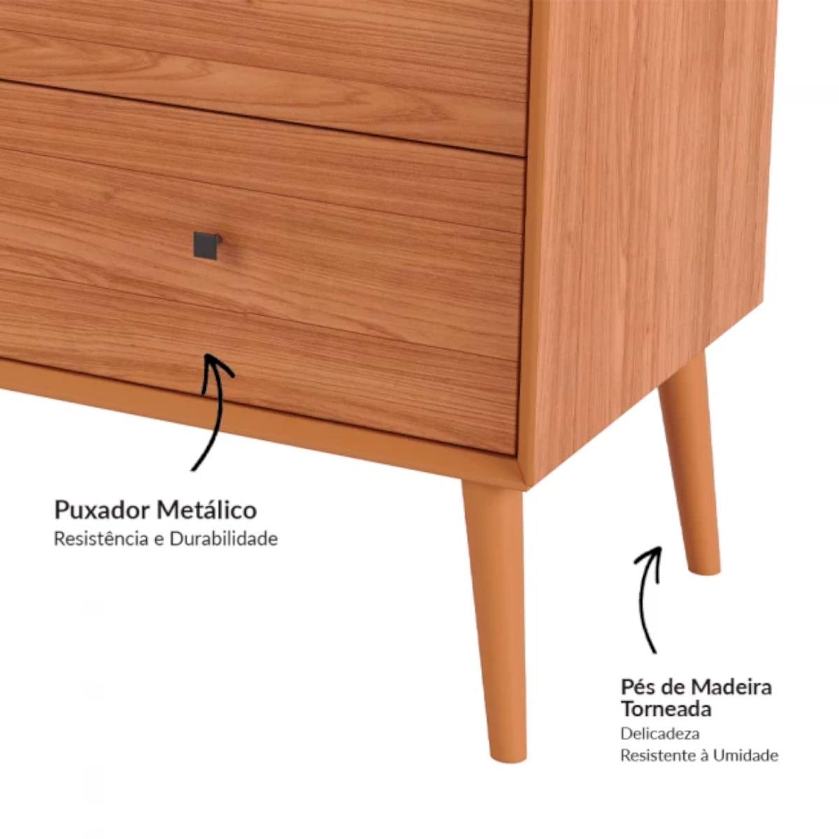 Cômoda 3 Gavetas em MDF Nature Freijó 110x95x50 cm Dalla Costa TW50JJ