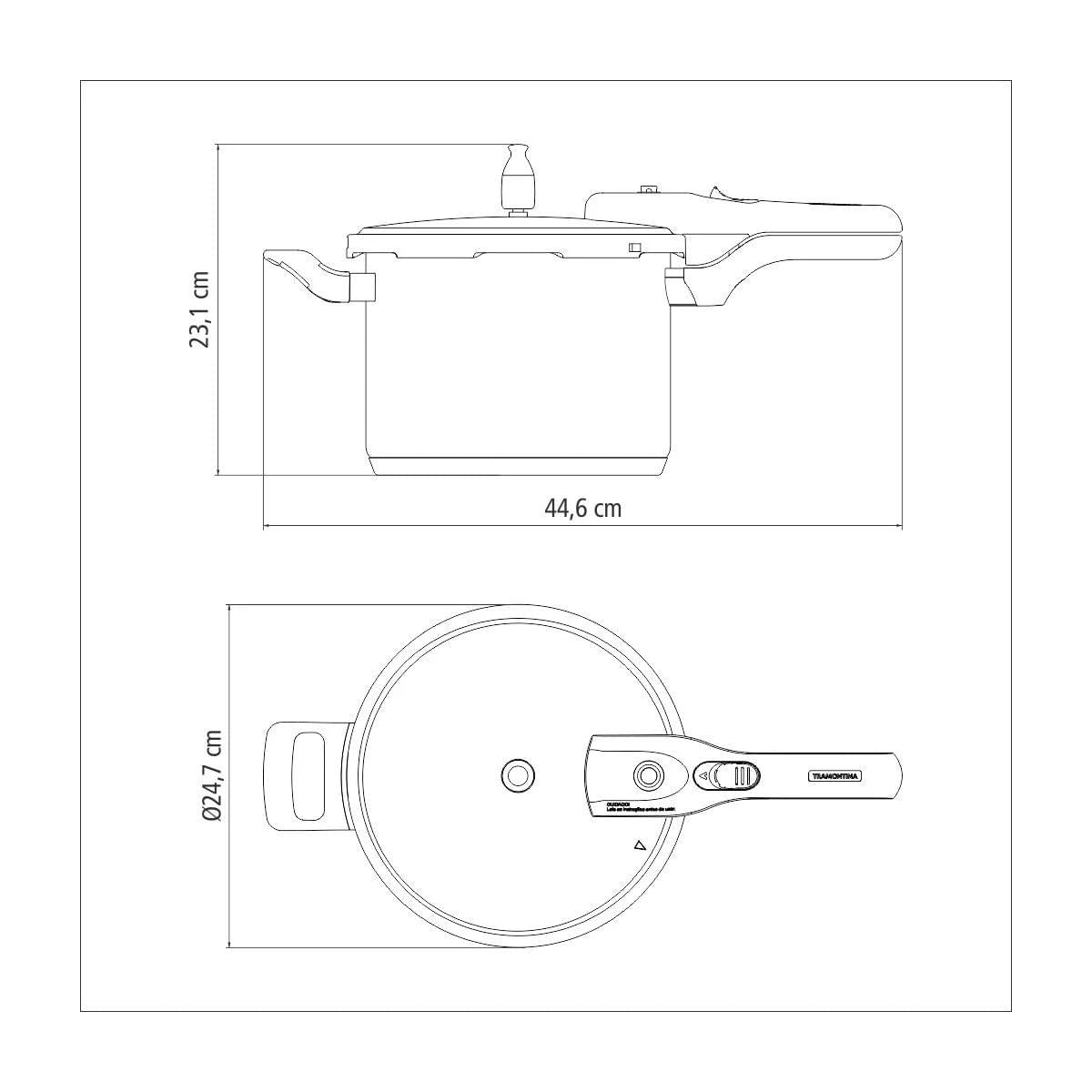 Panela de Pressão Tramontina Brava em Aço Inox com Fundo Triplo 22 cm 6 L