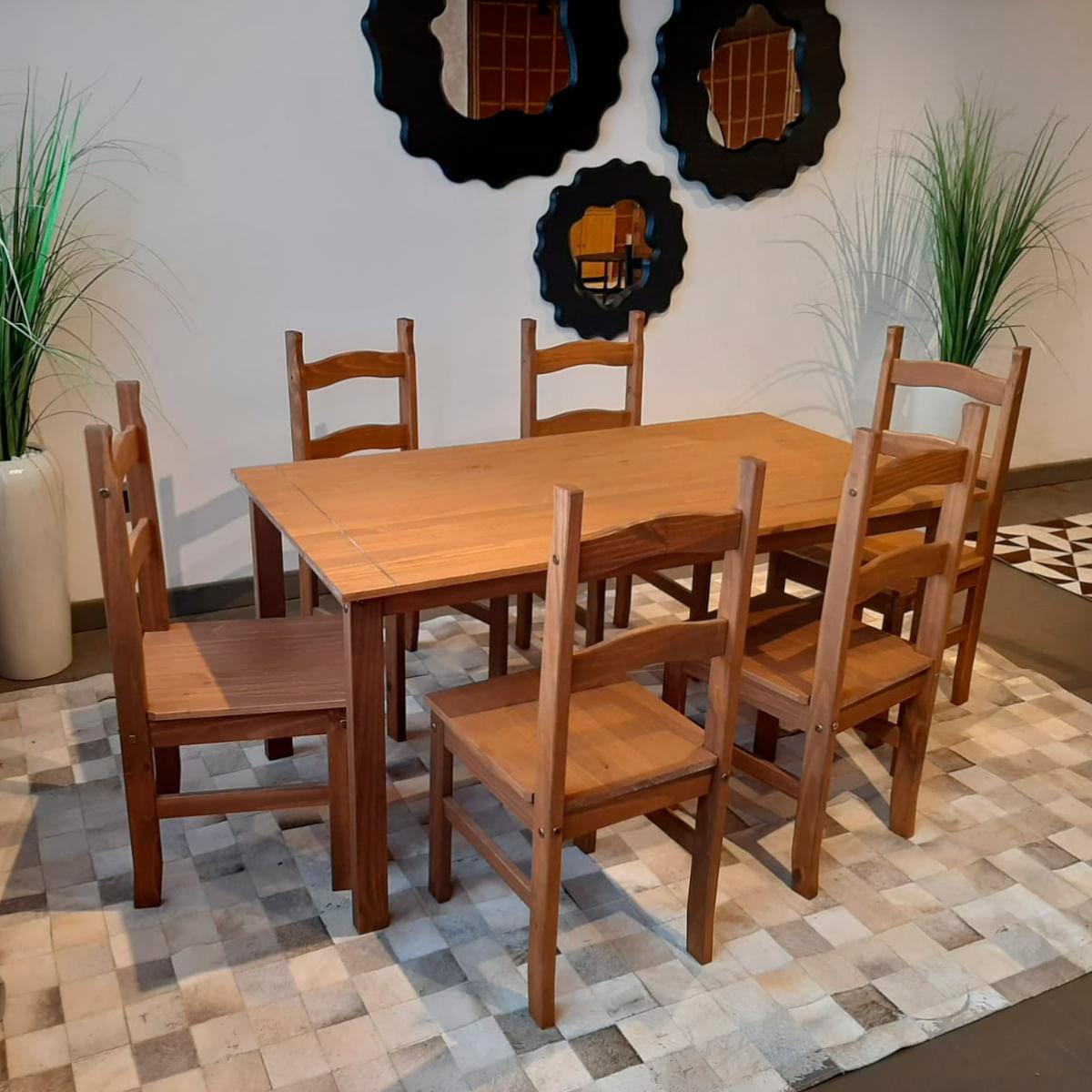 Conjunto Sala de Jantar Mesa 150x80 cm 6 Cadeiras Madeira Marin Brasil