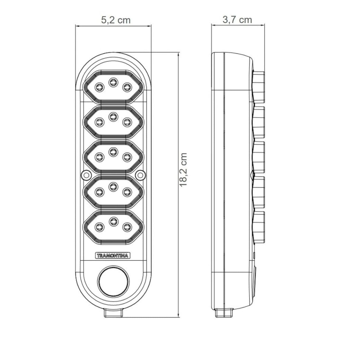 Extensão Múltipla 5 Tomadas 2P+T 10 A 250 V Tramontina 1,5 m