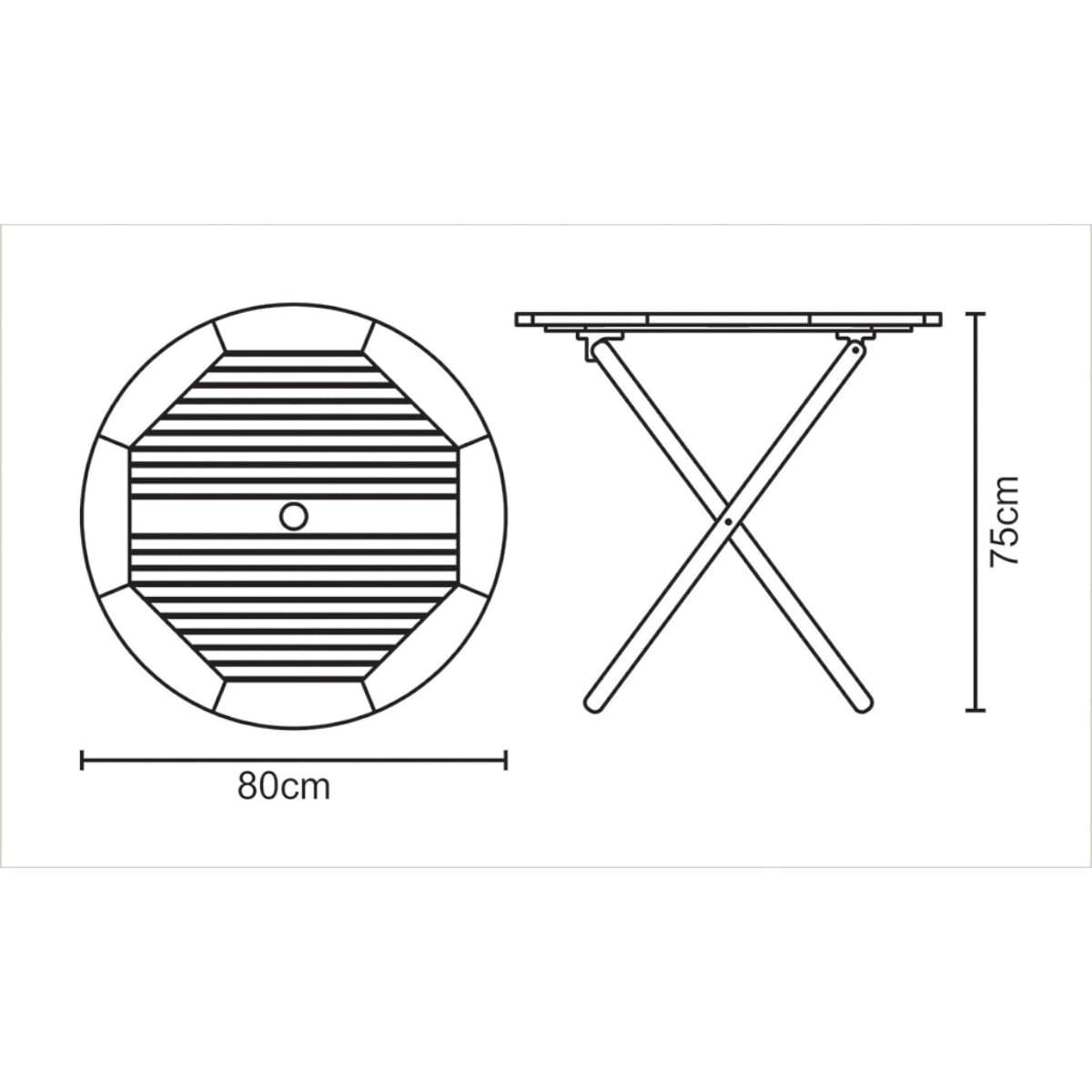 Mesa de Madeira Tramontina Redonda 80 cm Dobrável em Jatobá com Eco Blindage 4 Lugares