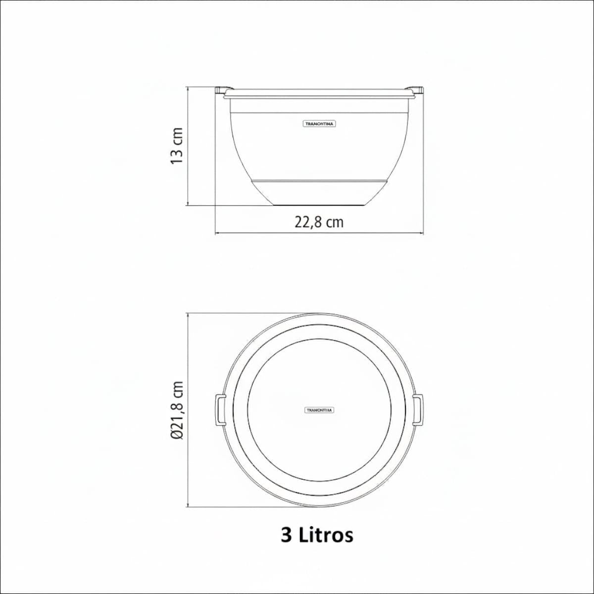 Conjunto de 3 Bowls Tramontina Cucina em Aço Inox com Tampa