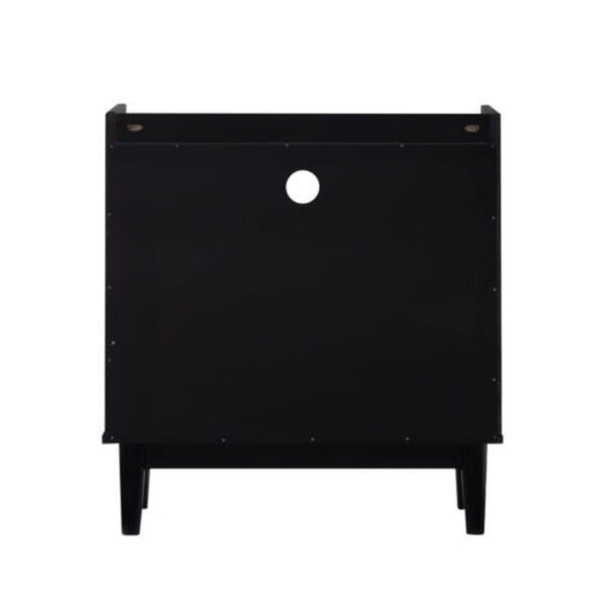 Mesa de Cabeceira Laca Preta 63cm 2 Gavetas em Madeira Marin