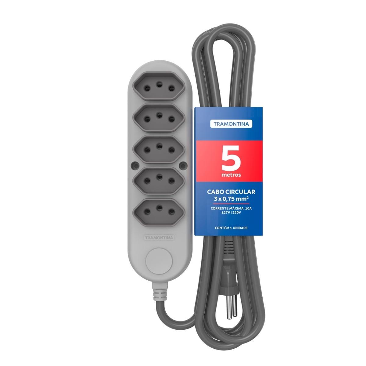 Extensão Múltipla 5 Tomadas 2P+T 10 A 250 V Tramontina 5 m