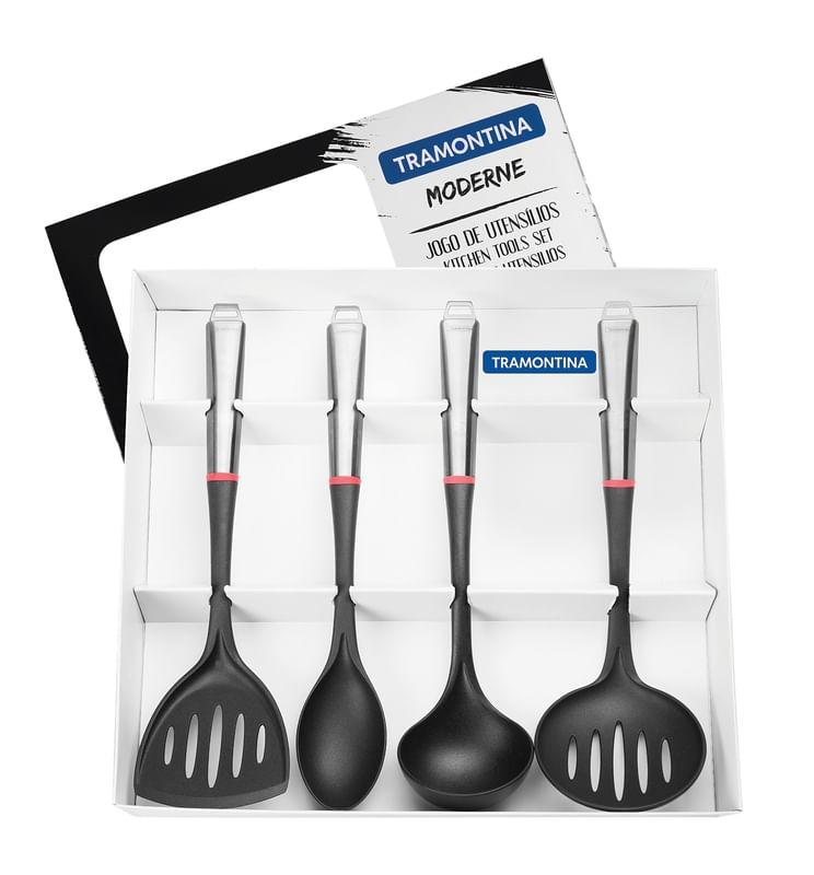 Jogo de Utensílios  NylonAço Inox 4 peças Tramontina 66816710