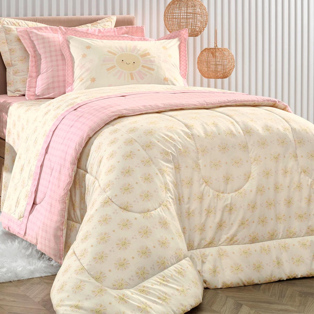 Jogo de Cama Infantil Casal Karsten 180 fios Percal Nina Estampado 100% Algodão