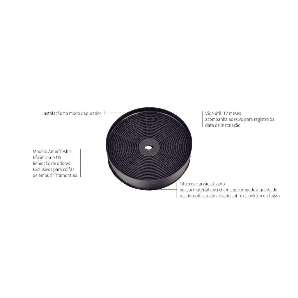 Filtro de Carvão Ativado Ambifresh Round 1 para Coifas Tramontina