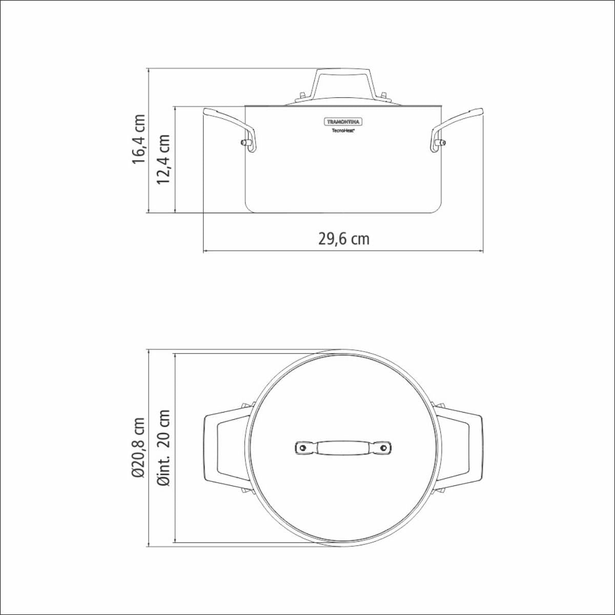 Caçarola Funda Tramontina Grano em Aço Inox 20cm 3,8L Indução
