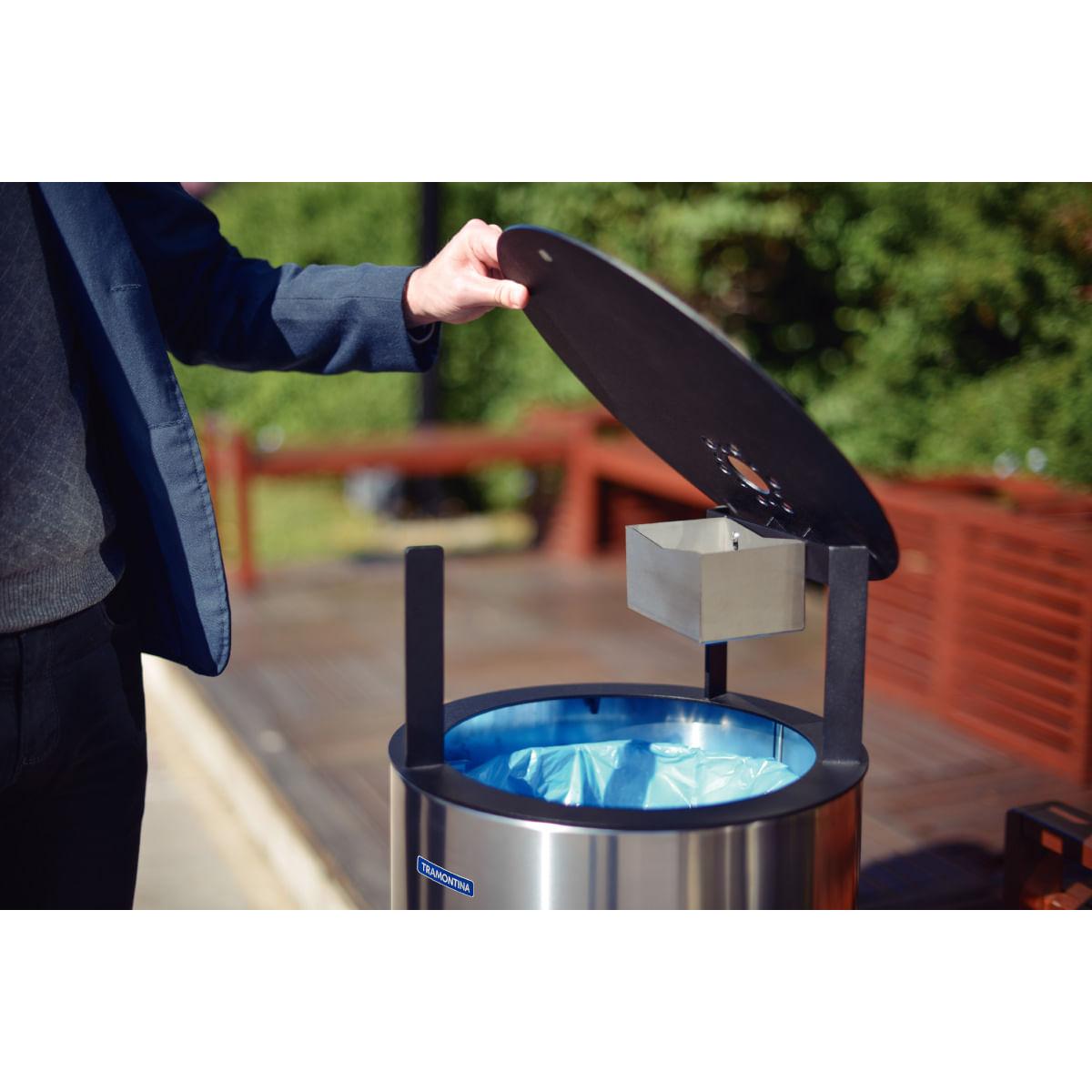 Lixeira Tramontina Messina 65 Litros em Aço Inox Acetinado
