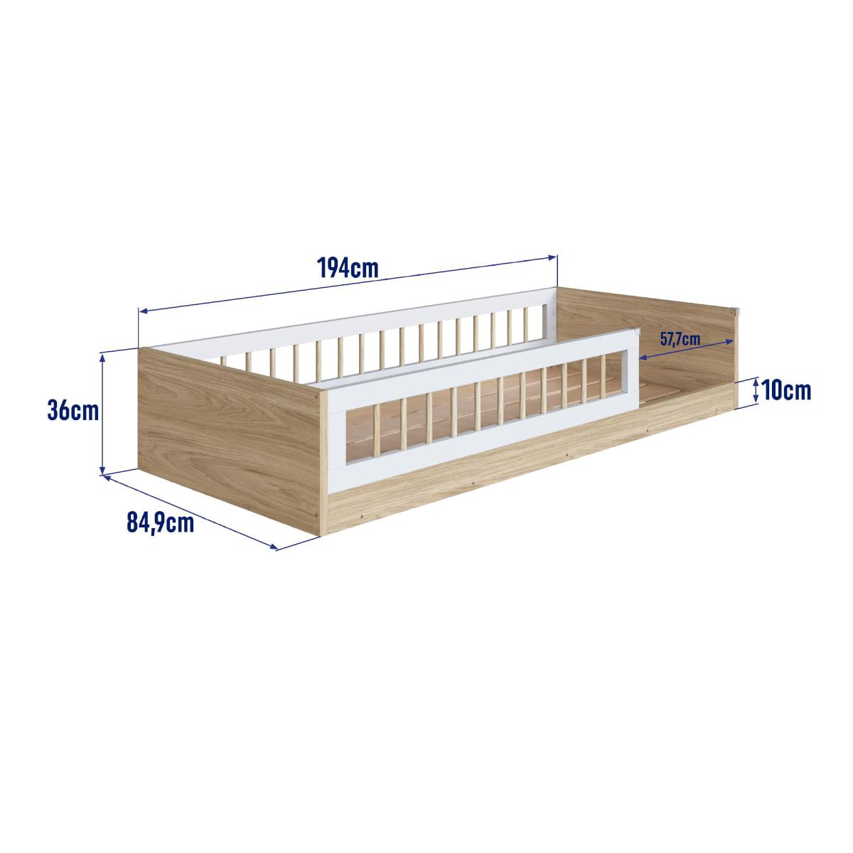 Cama Infantil Montessoriana Solteiro Affetto Aveiro com Branco Completa Móveis