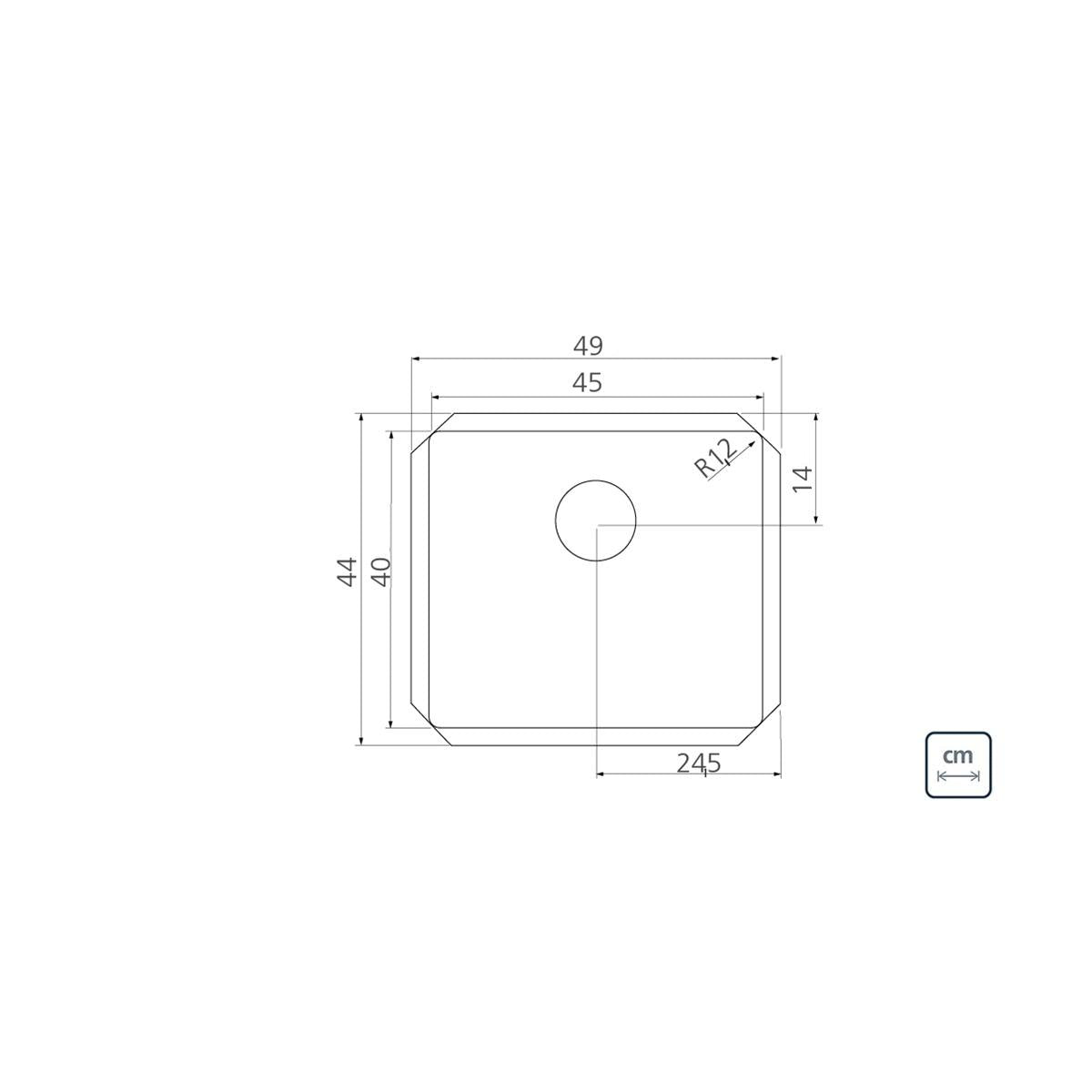 Cuba de Embutir Quadrum 45 U Undermount Tramontina 45 x 40 x 20 cm em Aço Inox Scotch Brite com Válvula