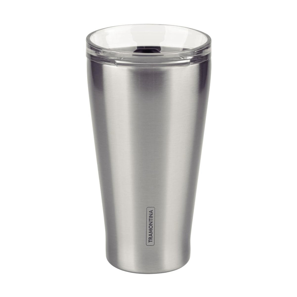 Copo Térmico Tramontina Exata em Aço Inox com Tampa 550 ml