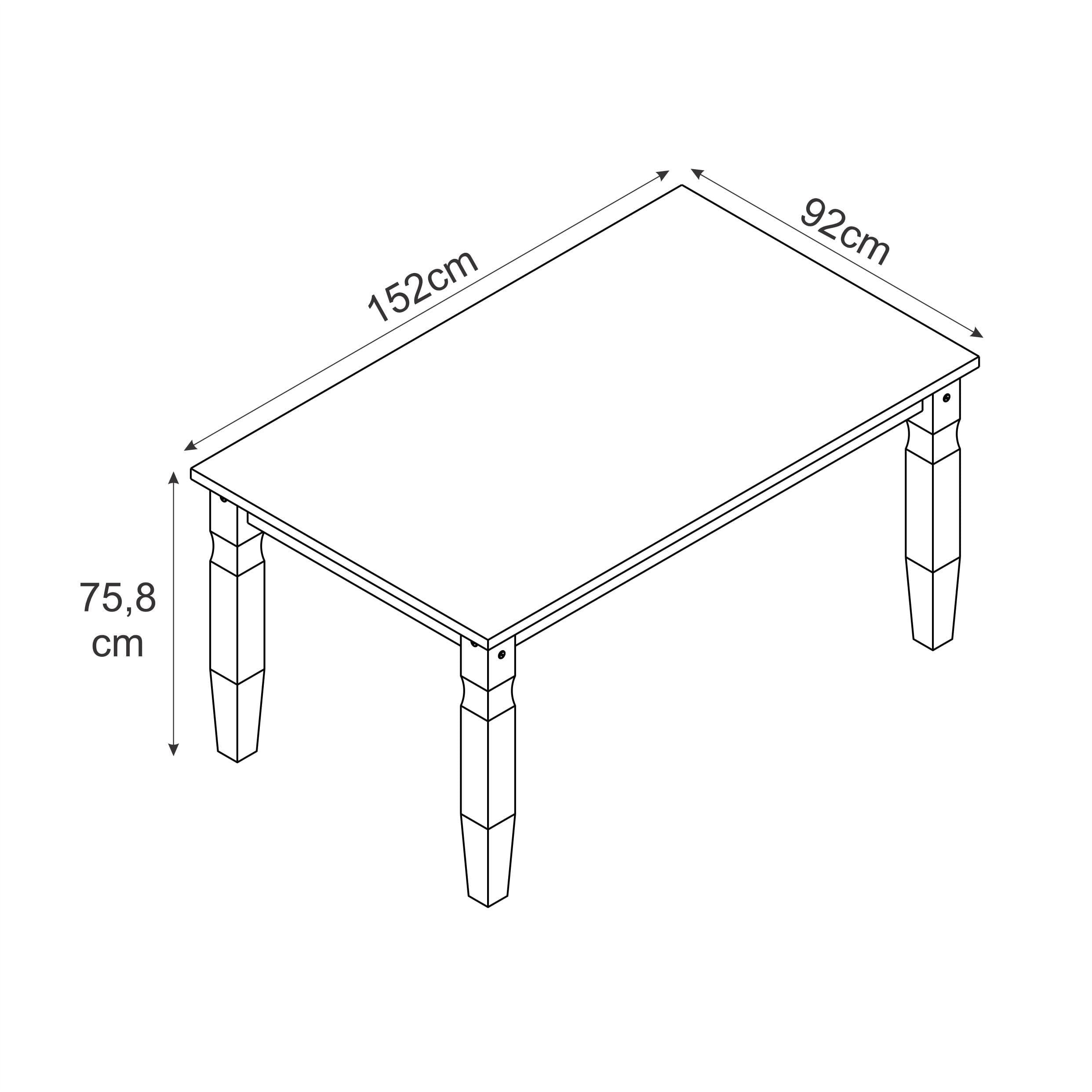 Mesa de Jantar em Madeira Pátina Branca 152x92 cm Elliottiis