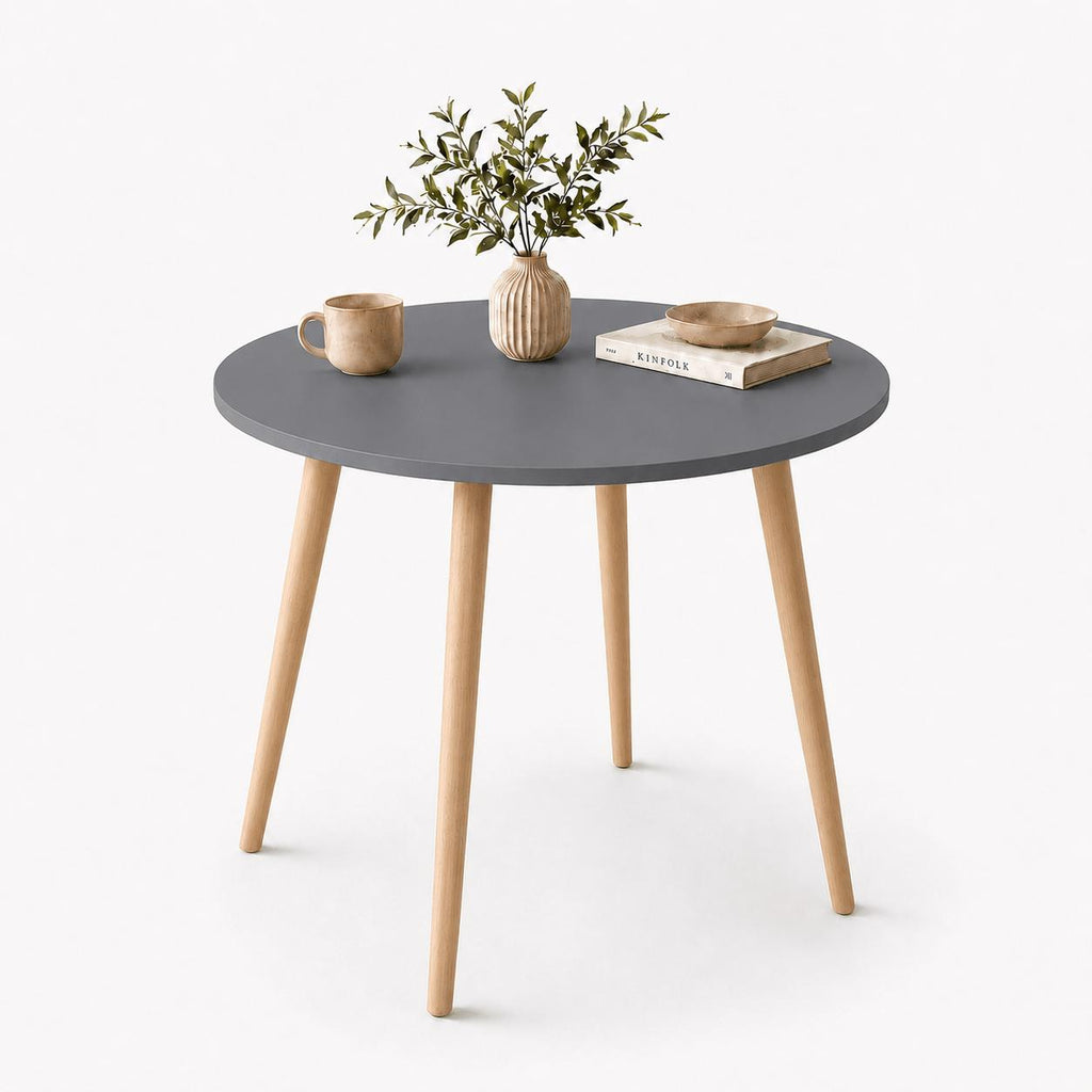 Mesa Jantar Sofia Redonda 80cm Versato 18mm Pés de Madeira Natural Marin