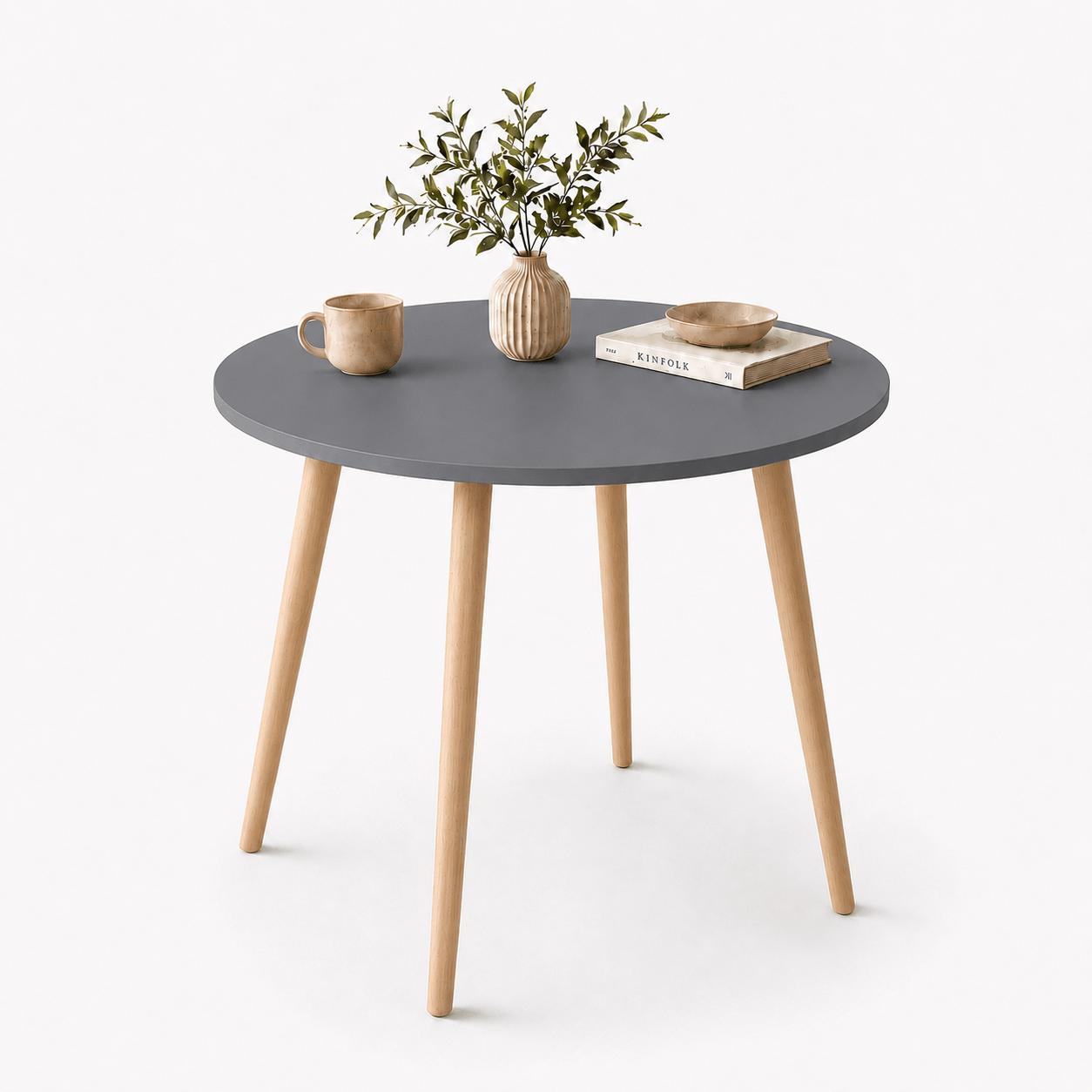 Mesa Jantar Sofia Redonda 80cm Versato 18mm Pés de Madeira Natural Marin