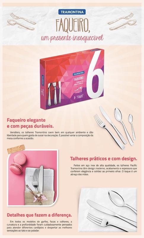 Faqueiro Aco Inox 36 Pecas PACIFIC Tramontina 66962930