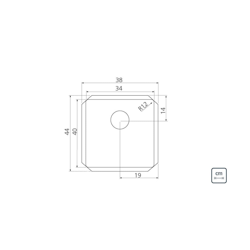 Cuba de Embutir Quadrum 34 U Undermount Tramontina 34 x 40 x 20 cm em Aço Inox Scotch Brite com Válvula