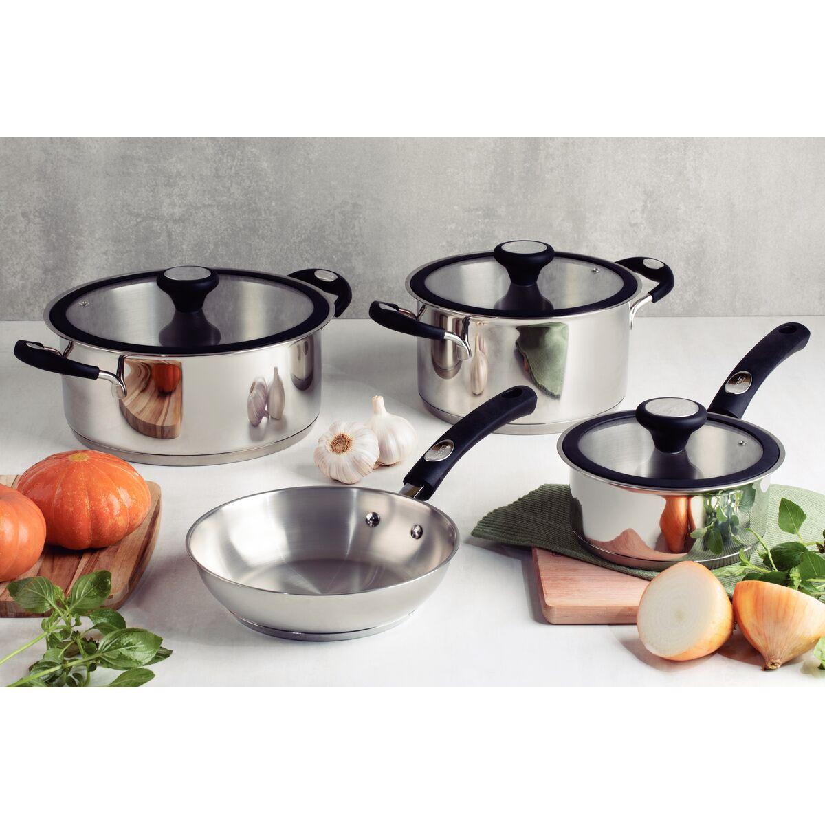 Jogo de Panelas Tramontina Solar Silicone em Aço Inox com Fundo Triplo 4 Peças