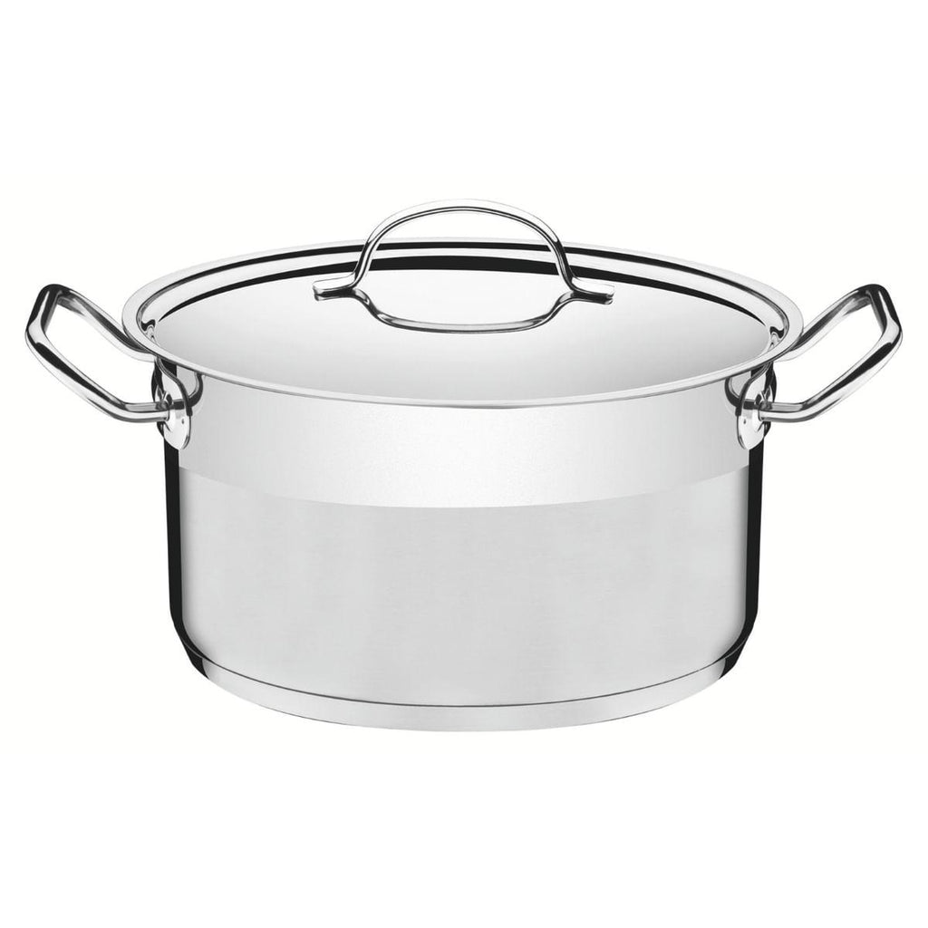 Caçarola Funda Tramontina Professional Aço Inox 8,4L com Tampa Plana e Fundo Triplo 28cm