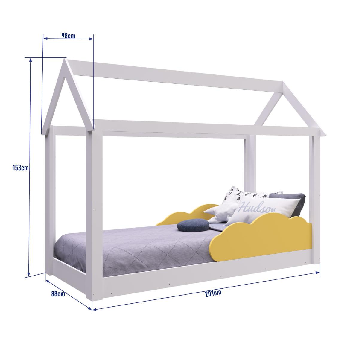 Cama Infantil Montessoriana Branca com Nuvem Amarela BY401 Completa Móveis