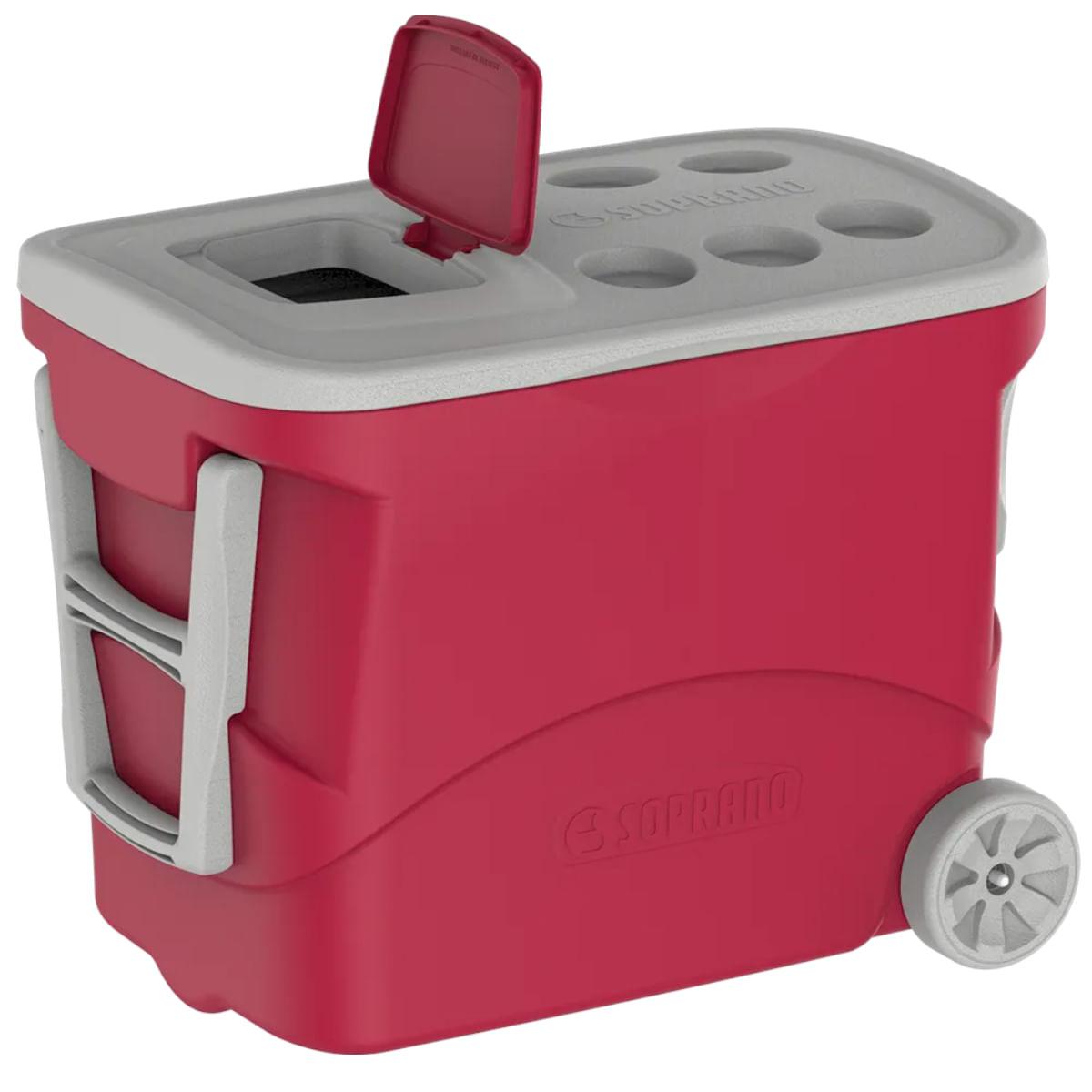 Caixa Térmica Tropical Plus 50L com Rodas Vermelha Soprano