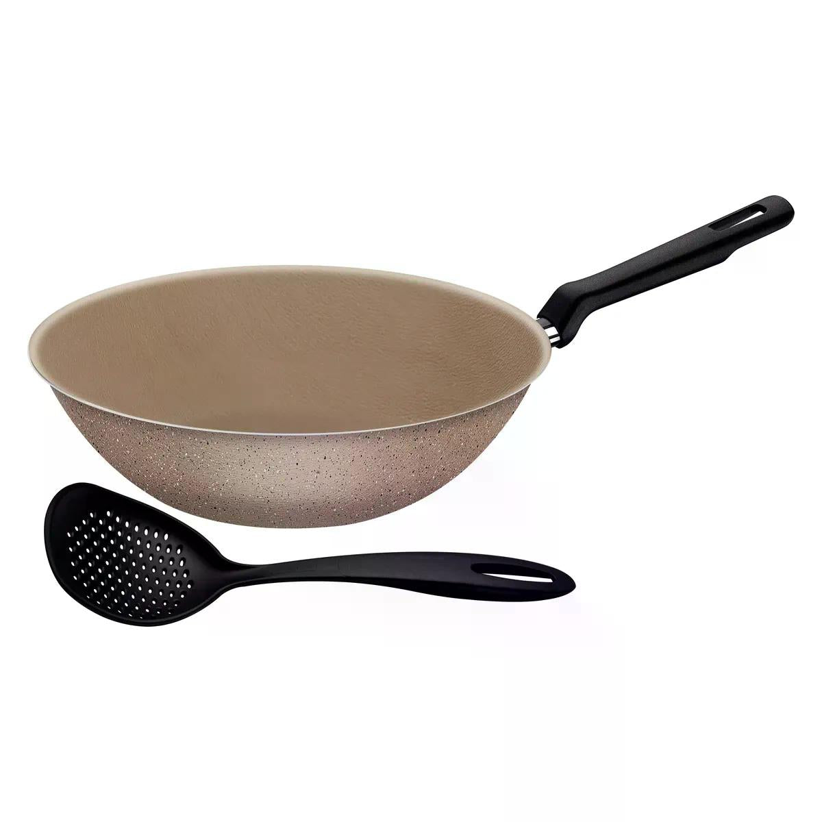 Wok Tramontina Loreto Antiaderente Creme com Espumadeira 24 cm 2,2 L
