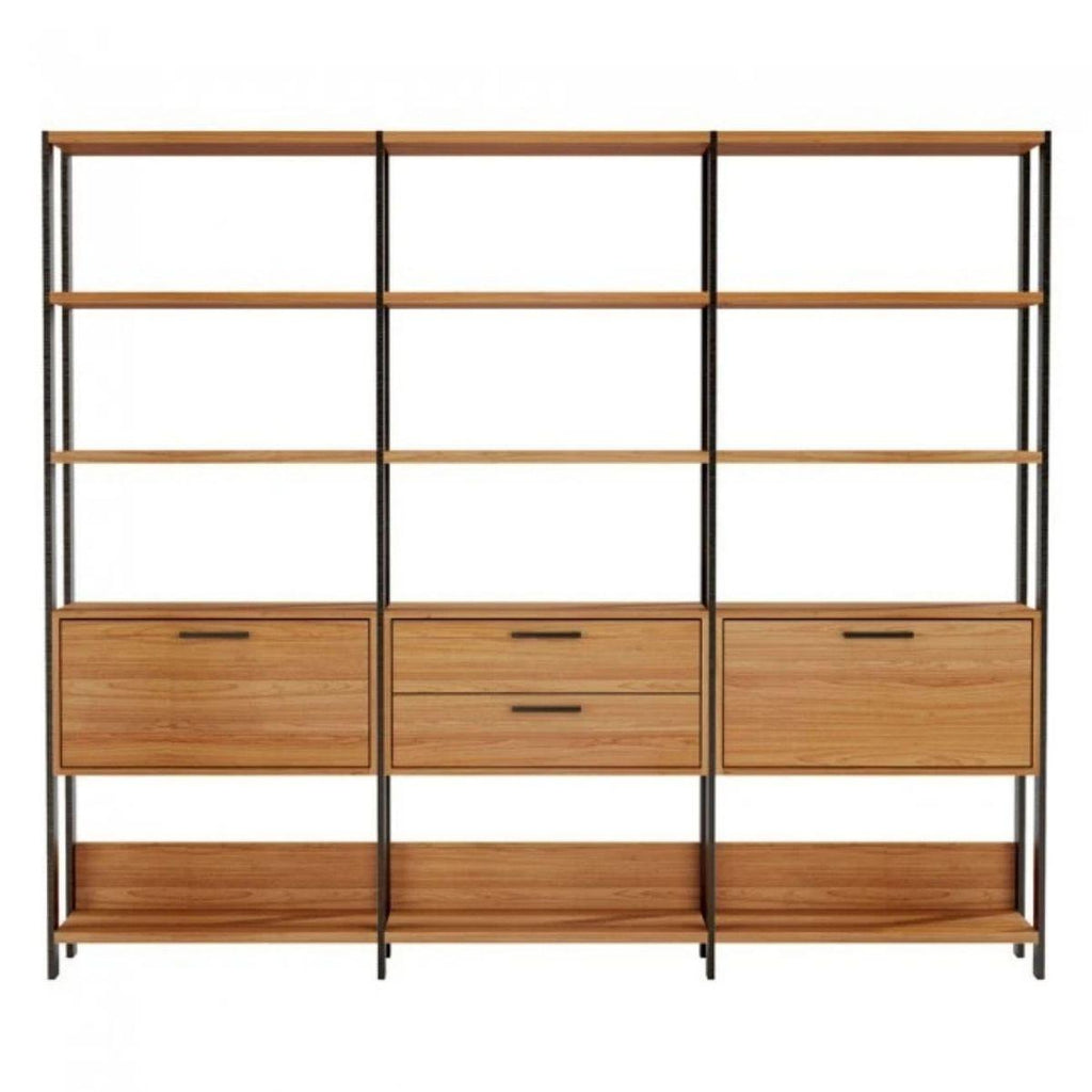Estante 2 Portas 2 Gavetas Freijó Preto 216x32x185 cm Dalla Costa