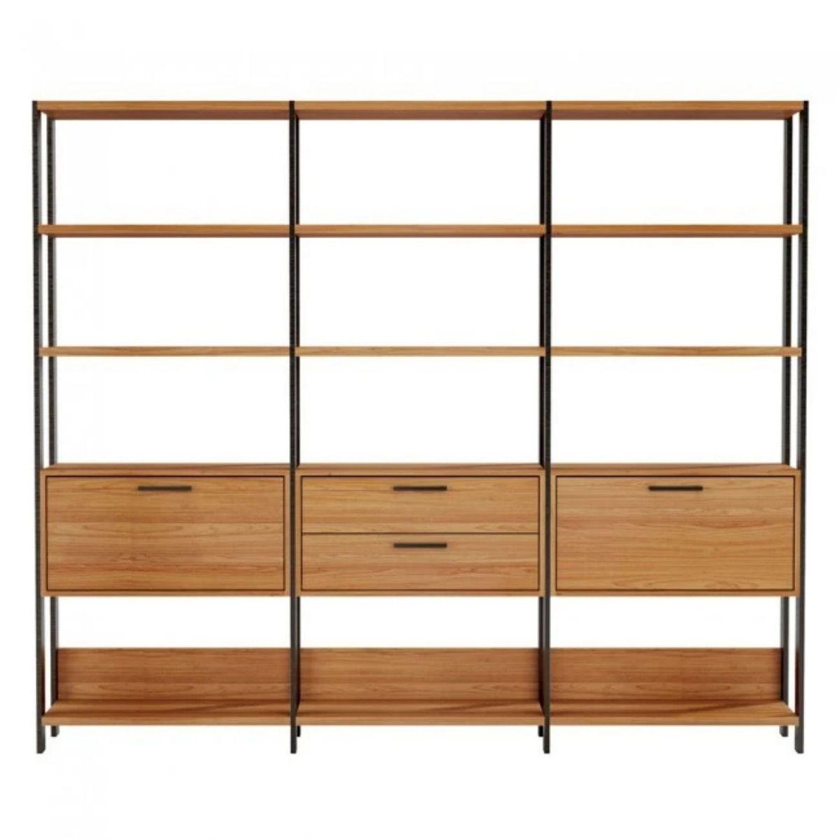 Estante 2 Portas 2 Gavetas Freijó Preto 216x32x185 cm Dalla Costa
