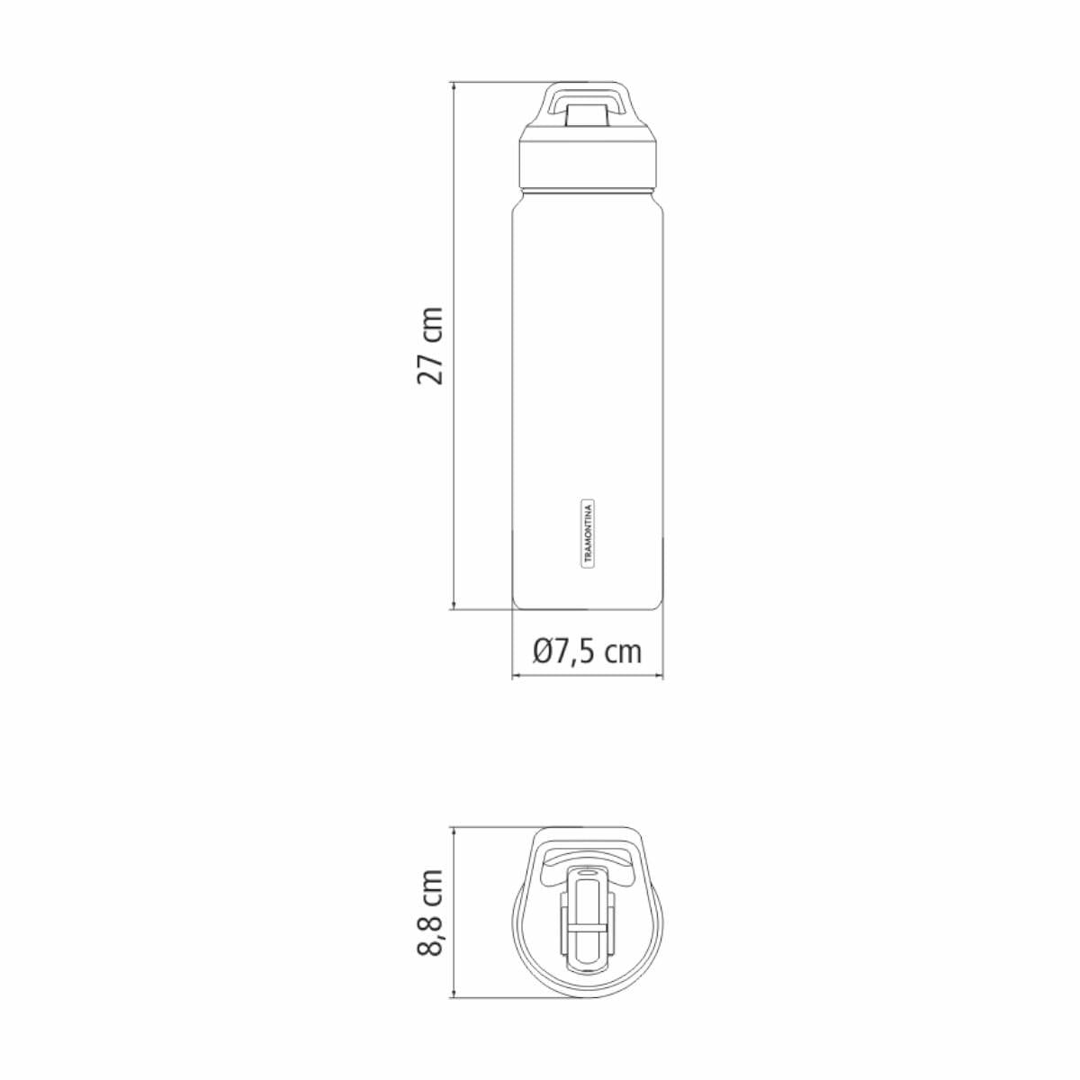 Garrafa Térmica Tramontina 650 ml Laranja com Canudo