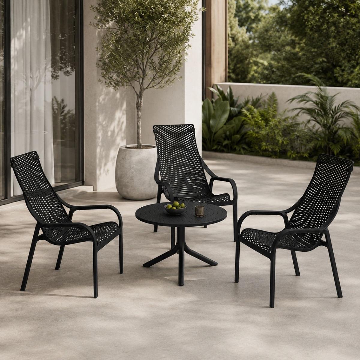 Mesa Redonda de Apoio Livy Aurah 60x43cm Preta Polipropileno Plaxmetal