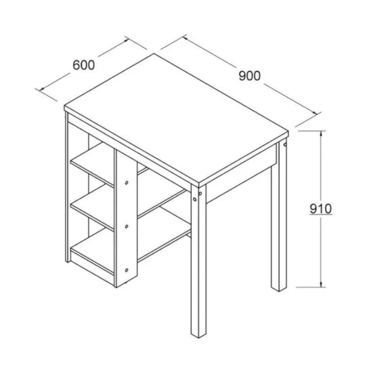 Bancada de Cozinha Gourmet Branco 3 Prateleiras em MDF 90x60x91cm Ditália