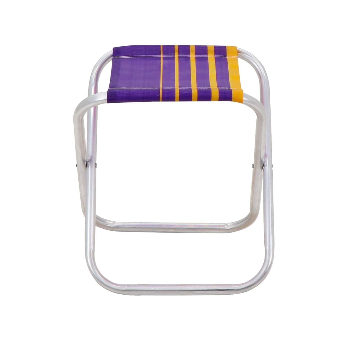 Banqueta de Praia Tramontina Fiji em Alumínio com Assento Roxo e Amarelo
