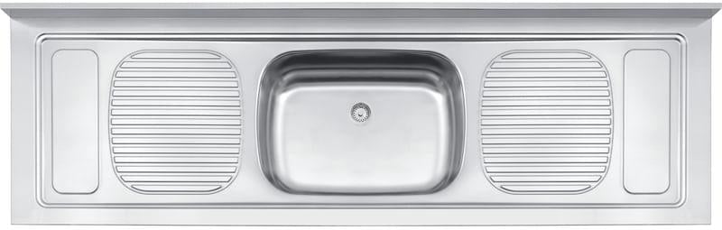 Pia Inox de Apoio com 1 Cuba Central Stratta 56 Plus 200x60cm Tramontina 93069107