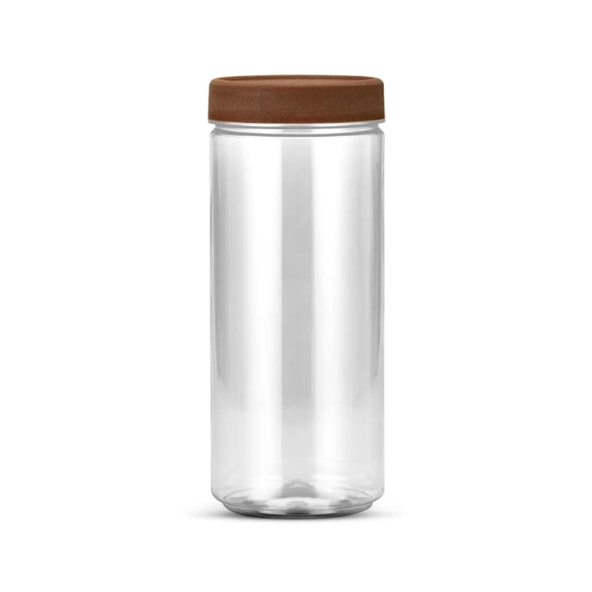 12un Pote Multiuso Plástico Bazar 1400ml com Tampa Amadeirado G1124 Galvanotek