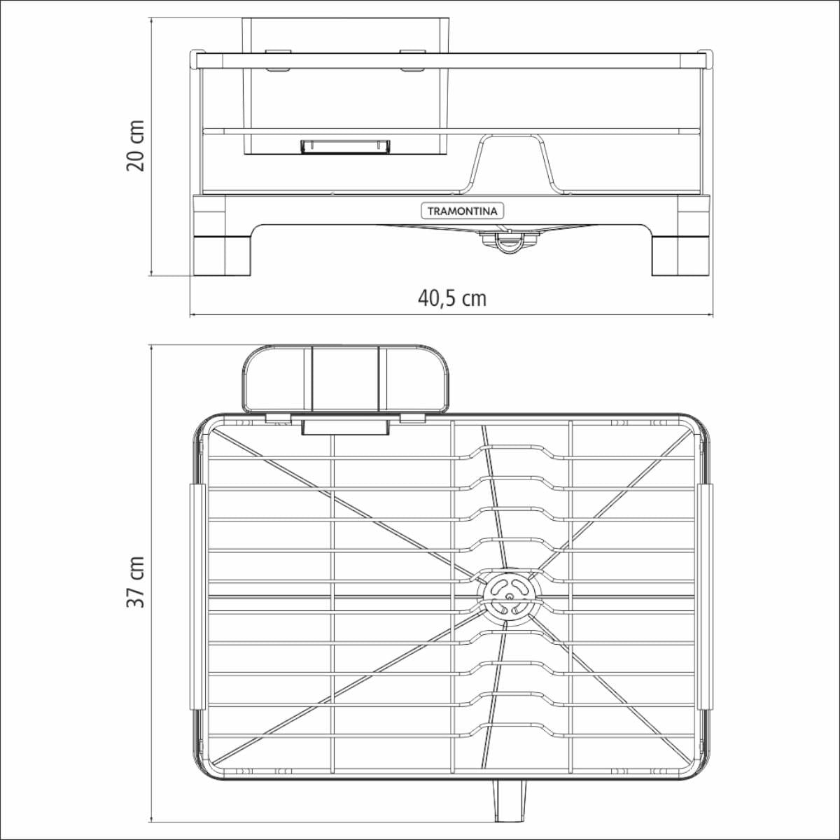 Escorredor de Louça Tramontina Plurale em Aço Inox Branco Alças Bambu