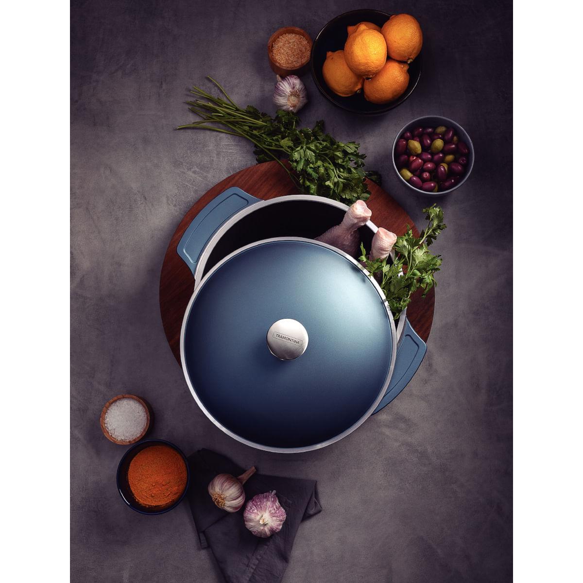 Caçarola Tramontina Lyon em Alumínio Starflon 24 cm 3,7 Litros Azul Elementar