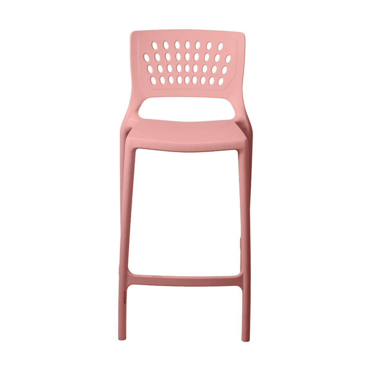 Banqueta Alta para Bancada e Cozinha Rosa Pastel Empilhável Marte em Polipropileno Acrilys