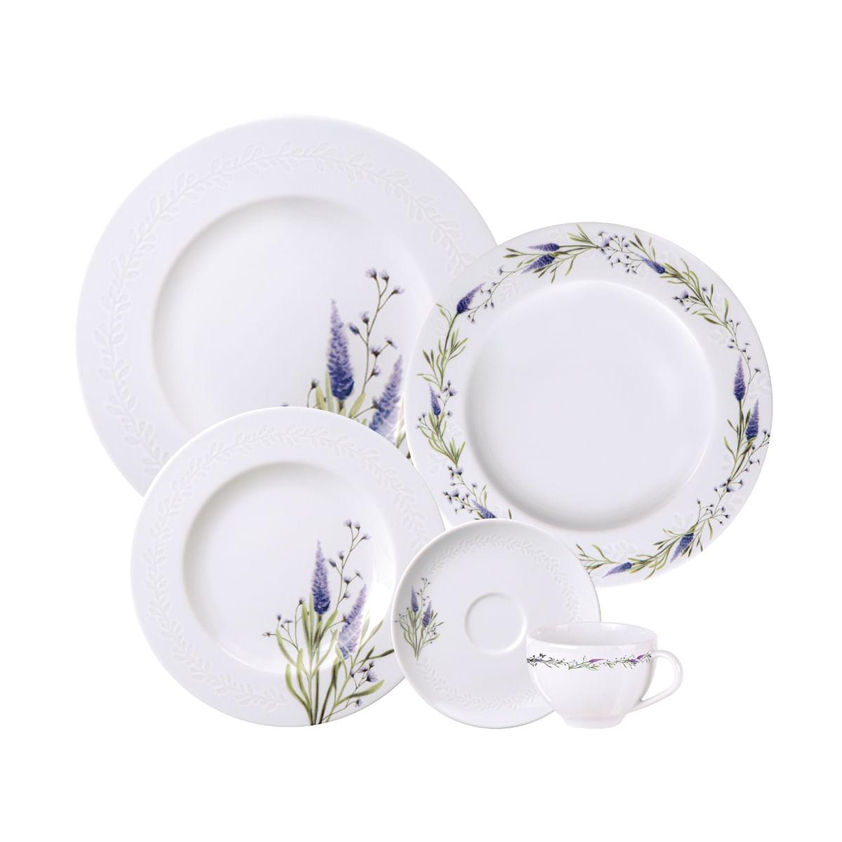 Aparelho de Jantar Tramontina Lilla em Porcelana Decorada 30 Peças