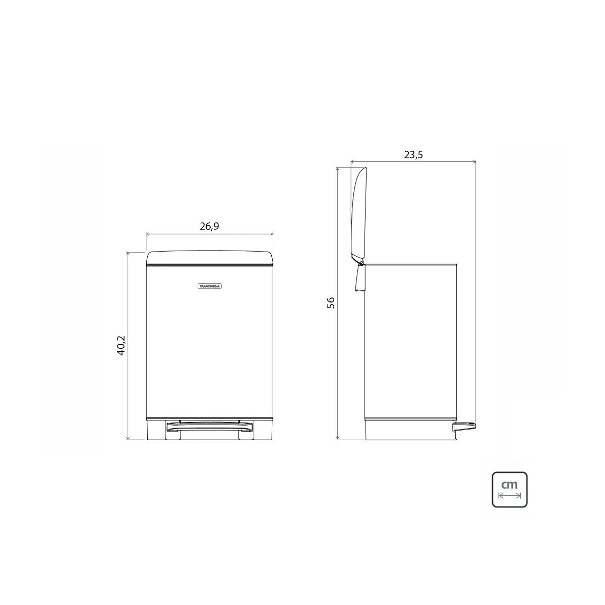 Lixeira Inox com Pedal Tramontina D Slim 12 L com Acabamento Scotch Brite e Balde Interno Removível OUTLET 94900488