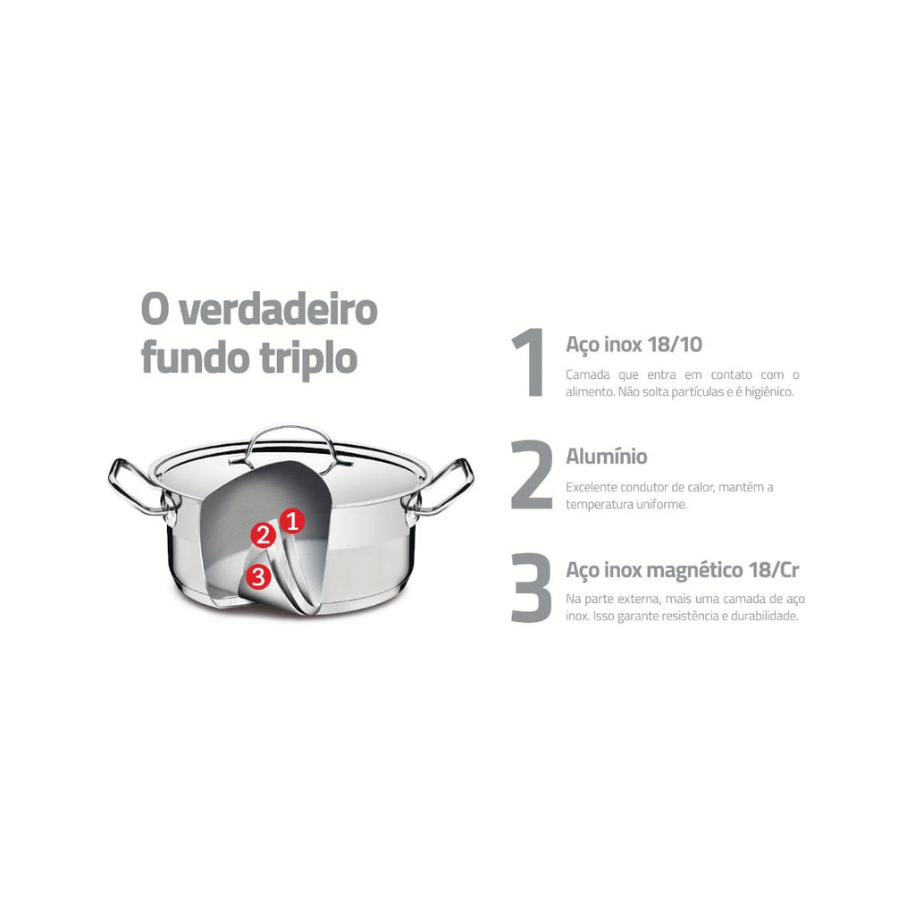 Jogo Cozi-Pasta Tramontina Aço Inox Professional 2 Peças 24 cm