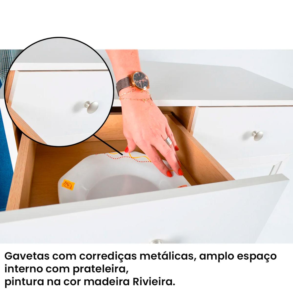 Aparador Buffet Ditália 2 Gavetas 2 Portas Branco R-629