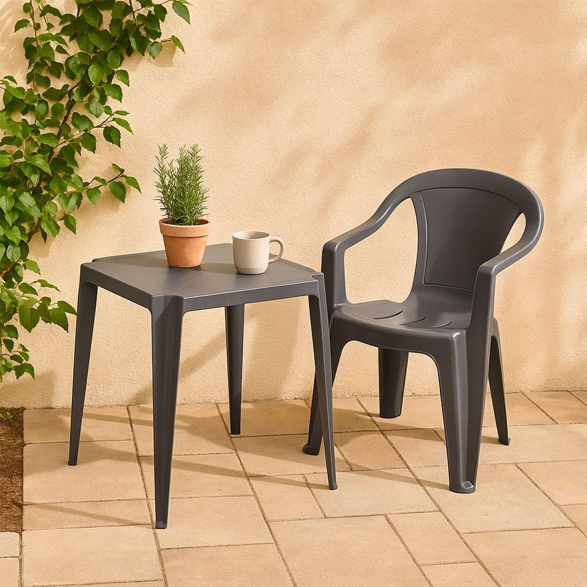 Mesa Plástica Empilhável Bar Cinza Pietra 70x70x71 cm Pisani