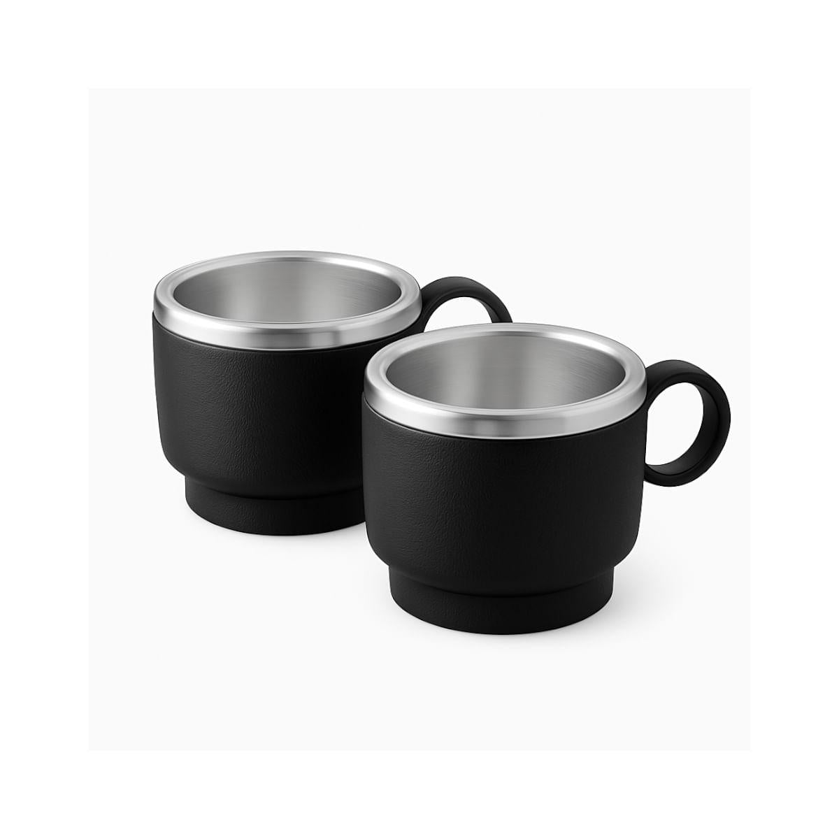 Kit 2 Xícaras para Café Tramontina em Aço Inox Preto 80 ml