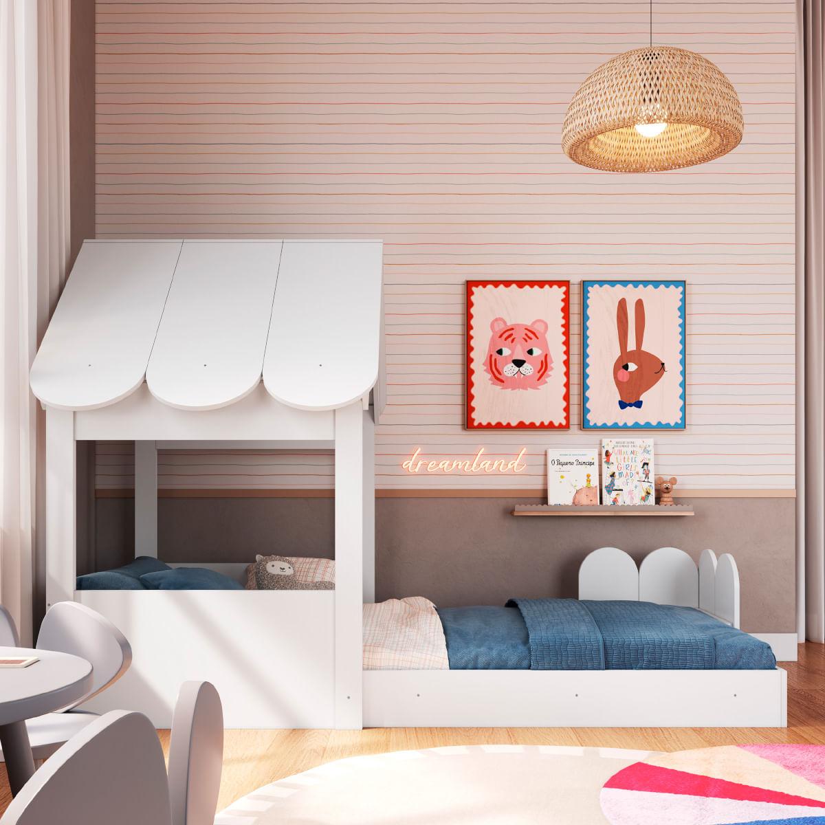 Cama Infantil Montessoriana Casinha Branca Completa Móveis